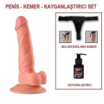 19 cm Belden Bağlamalı Realistik Vantuzlu Dildo Penis