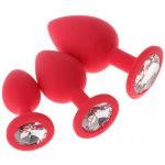 Silikon Kaplı Mücevher Taşlı Çelik Anal Tıkaç Plug 3 lü Set