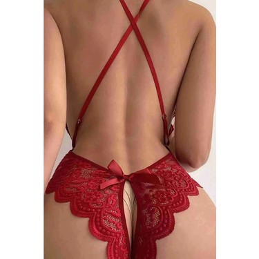 New Dreams Fantezi Dantelli Özel Bölgesi Açık Bodysuit - Görsel 2